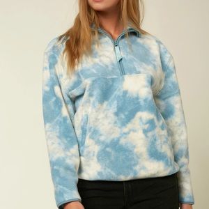 O’Neill, Women’s Tie-Dye Lucie Sherpa Pullover Jacket Smoke Blue SZ M